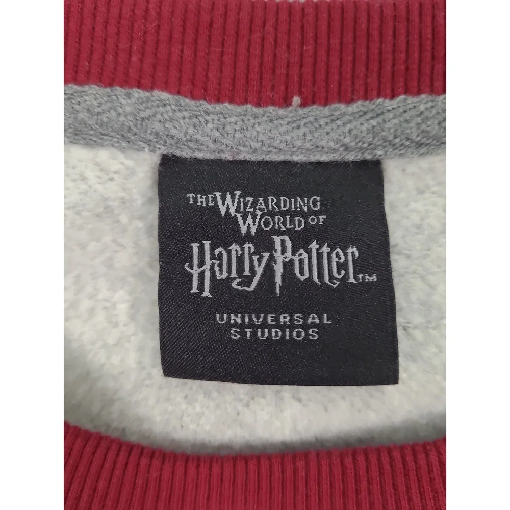 Harry‎ Potter Gryffindor Sweatshirt Mens Lg Gray Maroon Raglan Universal Studios